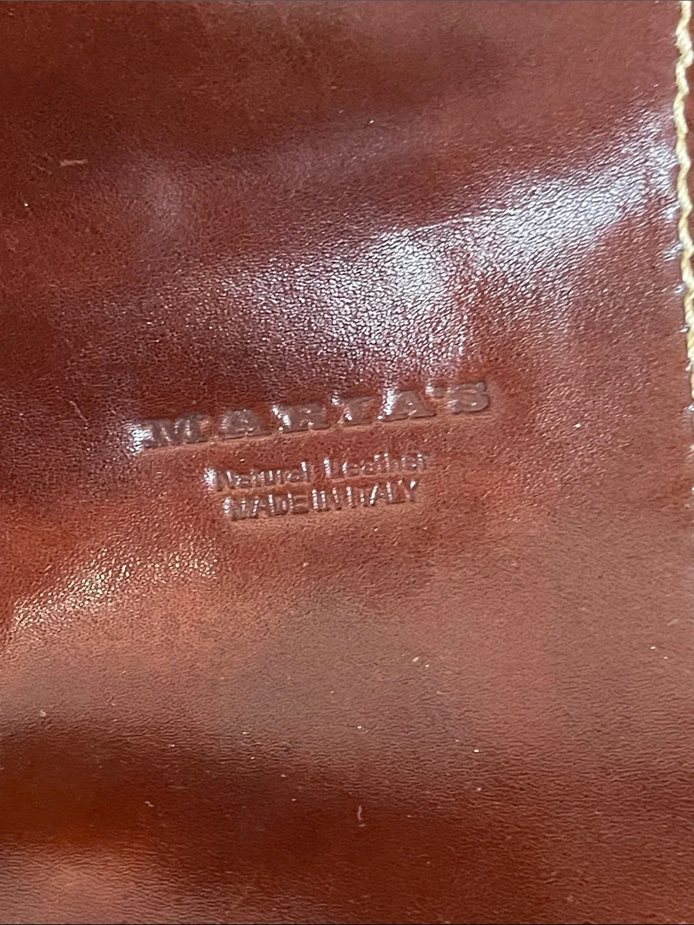 MARISA Leather Travel Duffel BOWLING STYLE Bag in Tan with Brown Accent